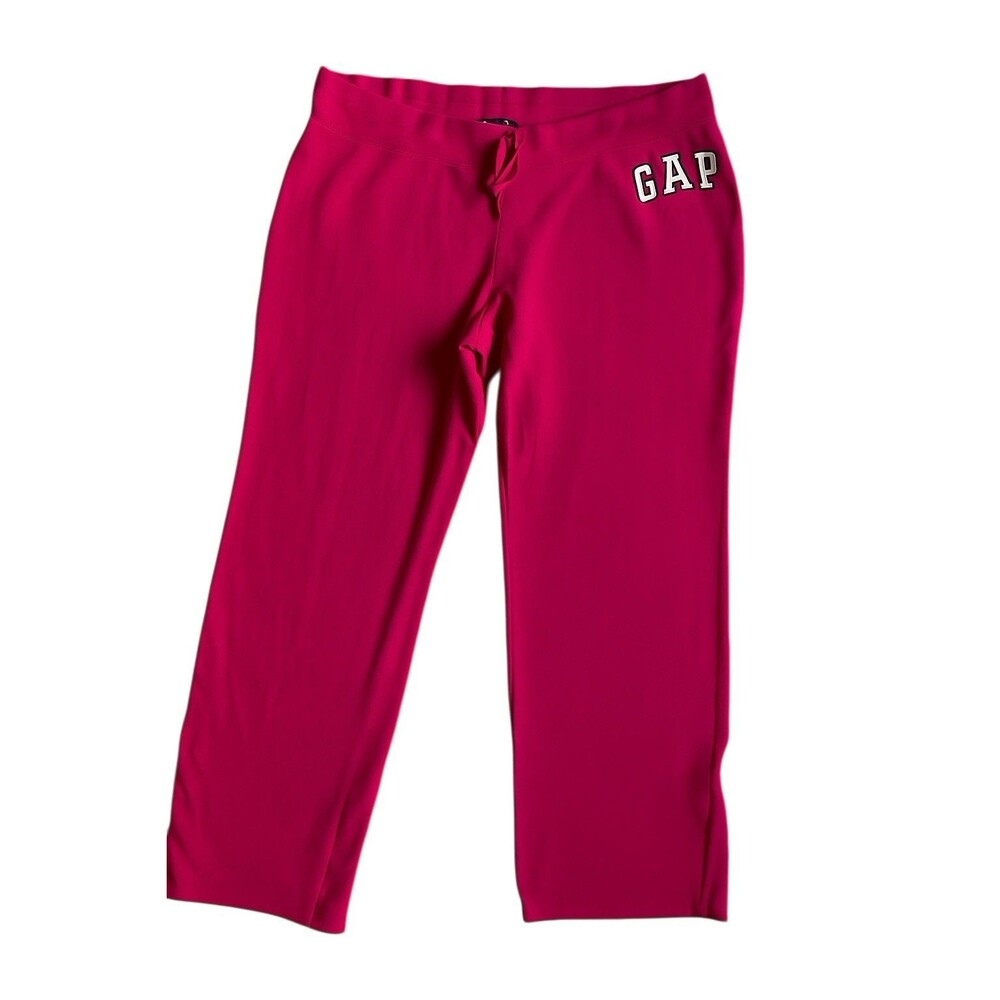 Gap Womens Y2K Wide Leg Logo Sweatpants Size XL Pink Drawstring Loungewear‎ Cozy